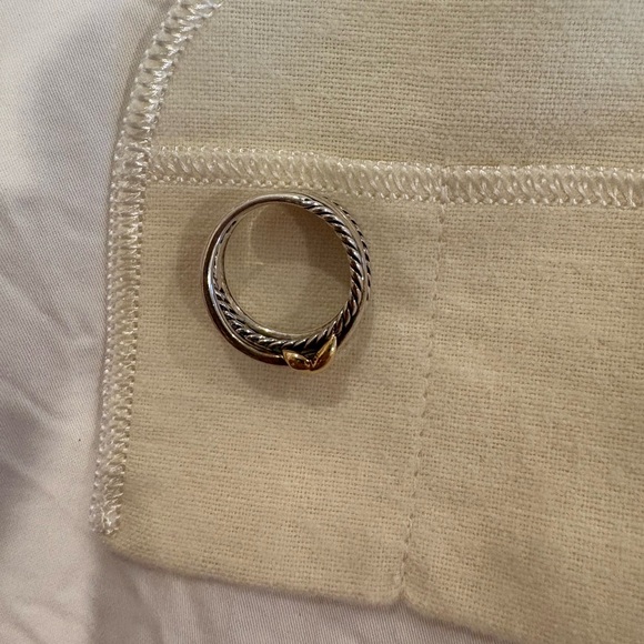 David Yurman Silver Gold X Crossover Ring - Picture 4 of 7